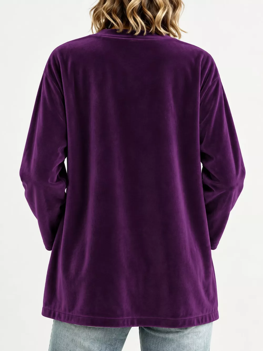 Full Size Velvet Open-Front Cardigan Plus Size, image 4