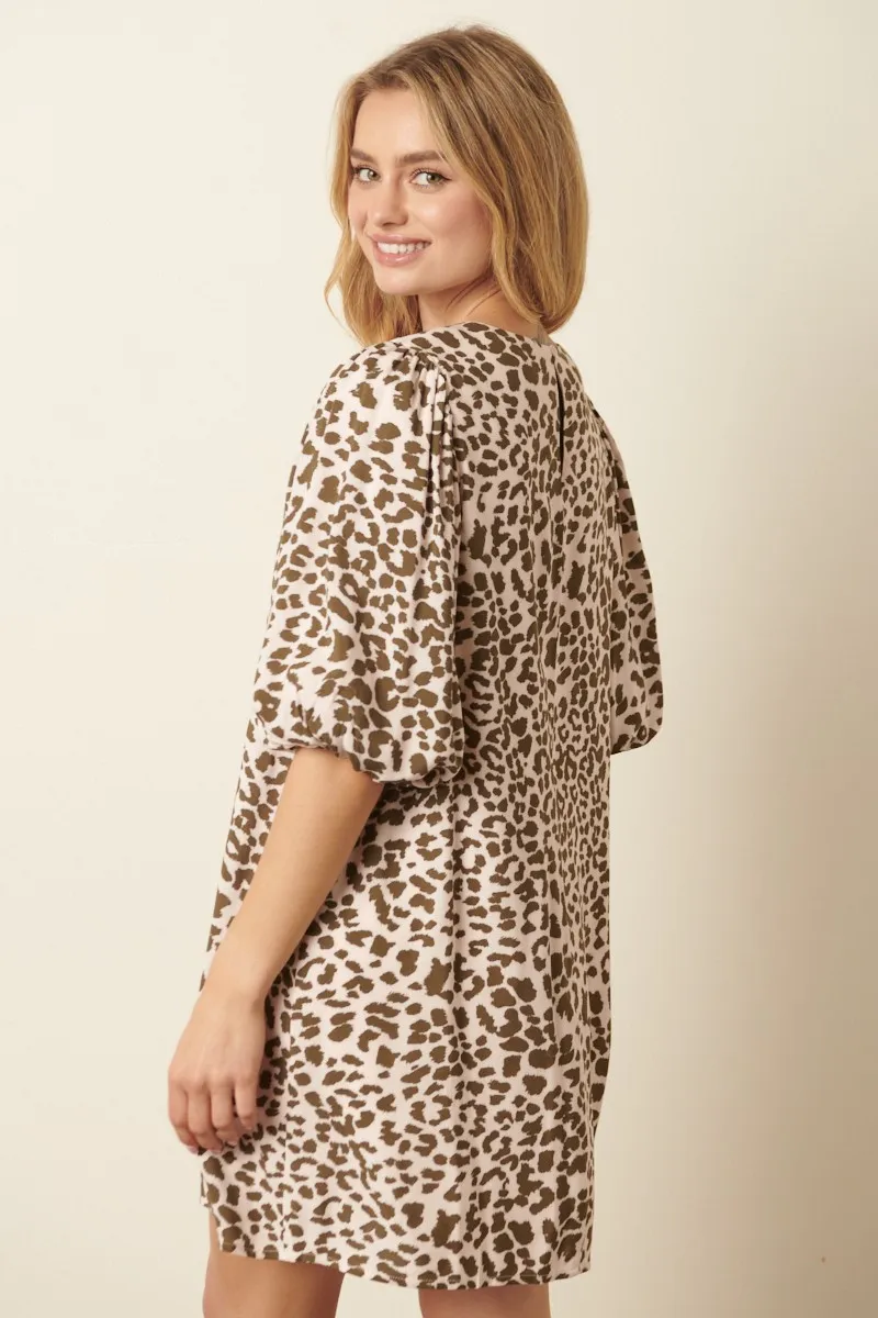 Animal Print Puff Sleeve Mini Dress, image 4