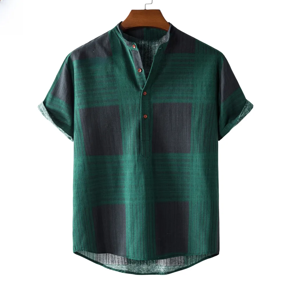 Men's Casual Plaid Short Sleeve Button Detail Shirt, image 3