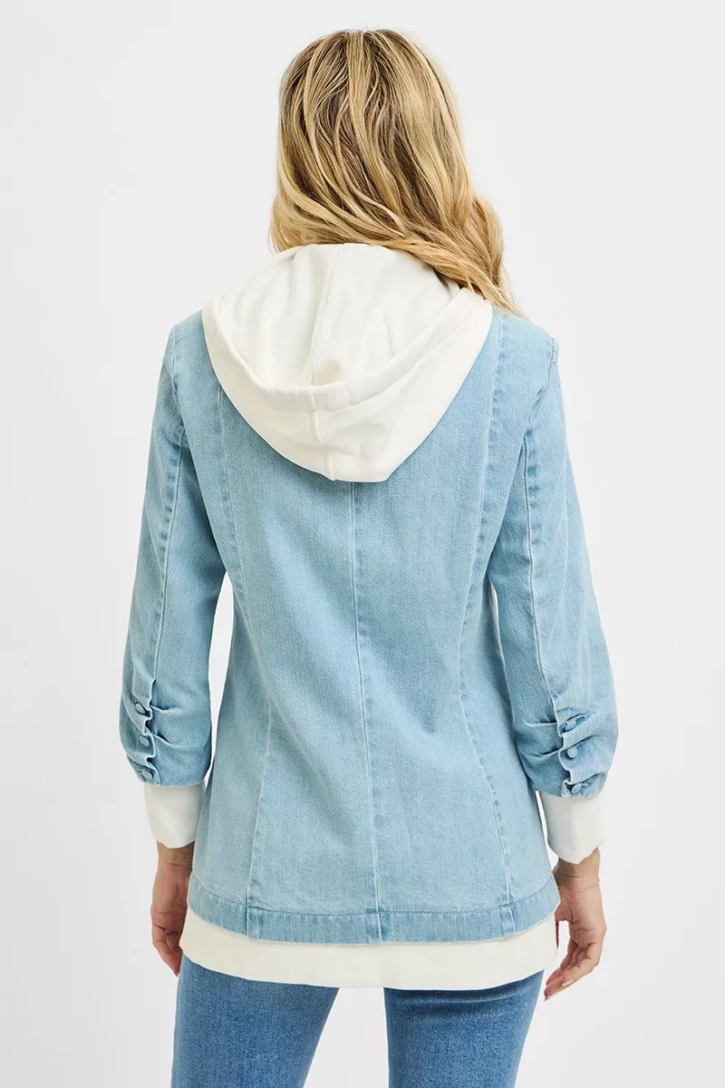 One Button Blazer with Hoodie Jacket, image 6