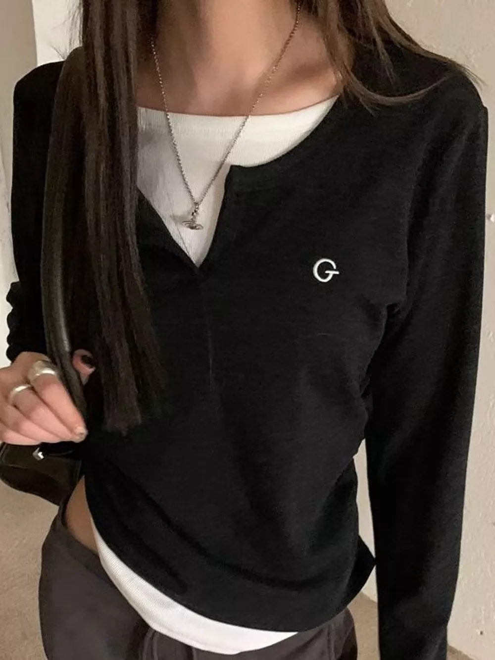 Layered Look Long Sleeve T-Shirt, image 8