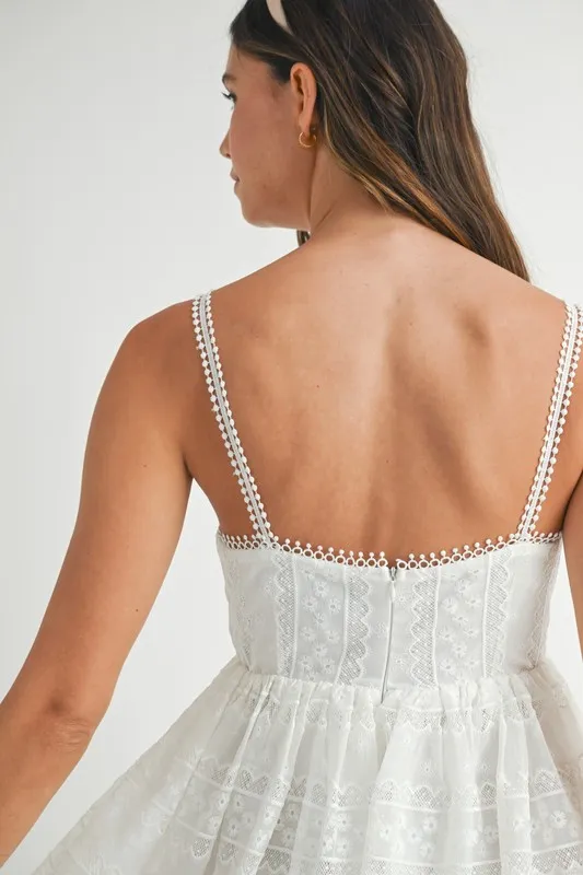 Eyelet Lace Babydoll Mini Cami Dress, image 8