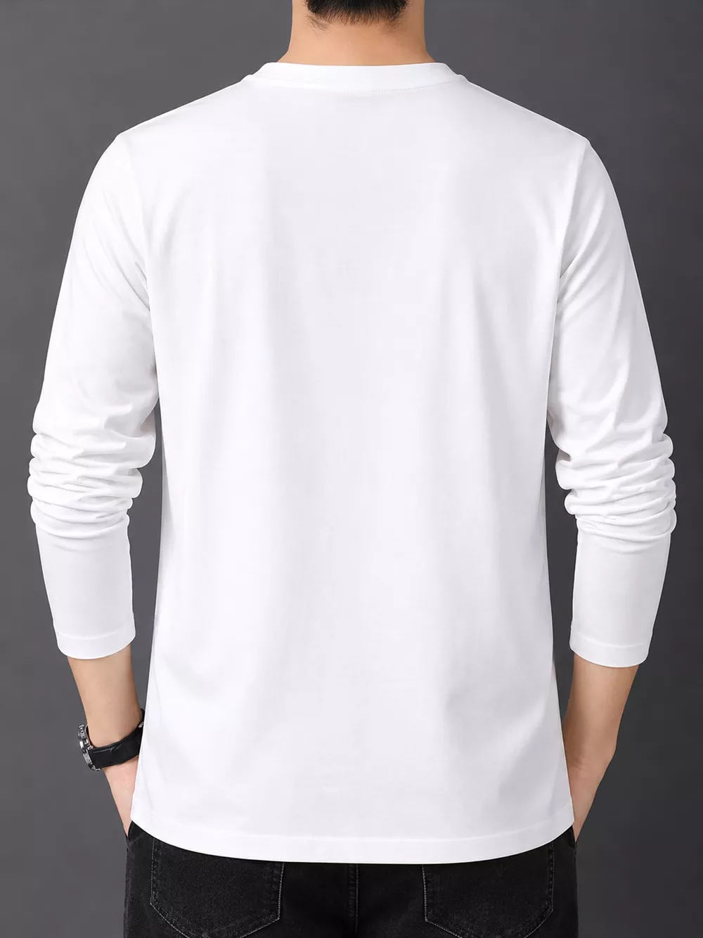 Men's Plus Size Round Neck Long Sleeve T-Shirt, image 5