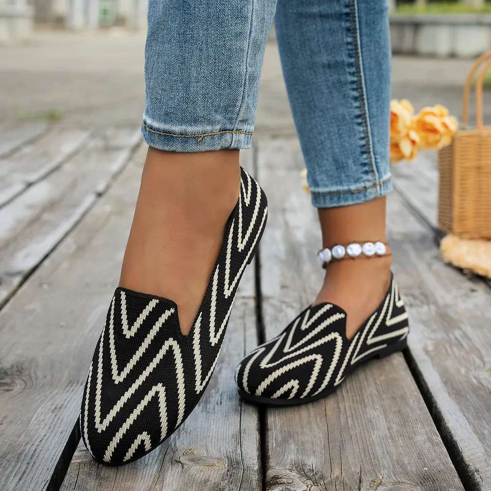 Chevron Pattern Flat Slip-Ons, image 5