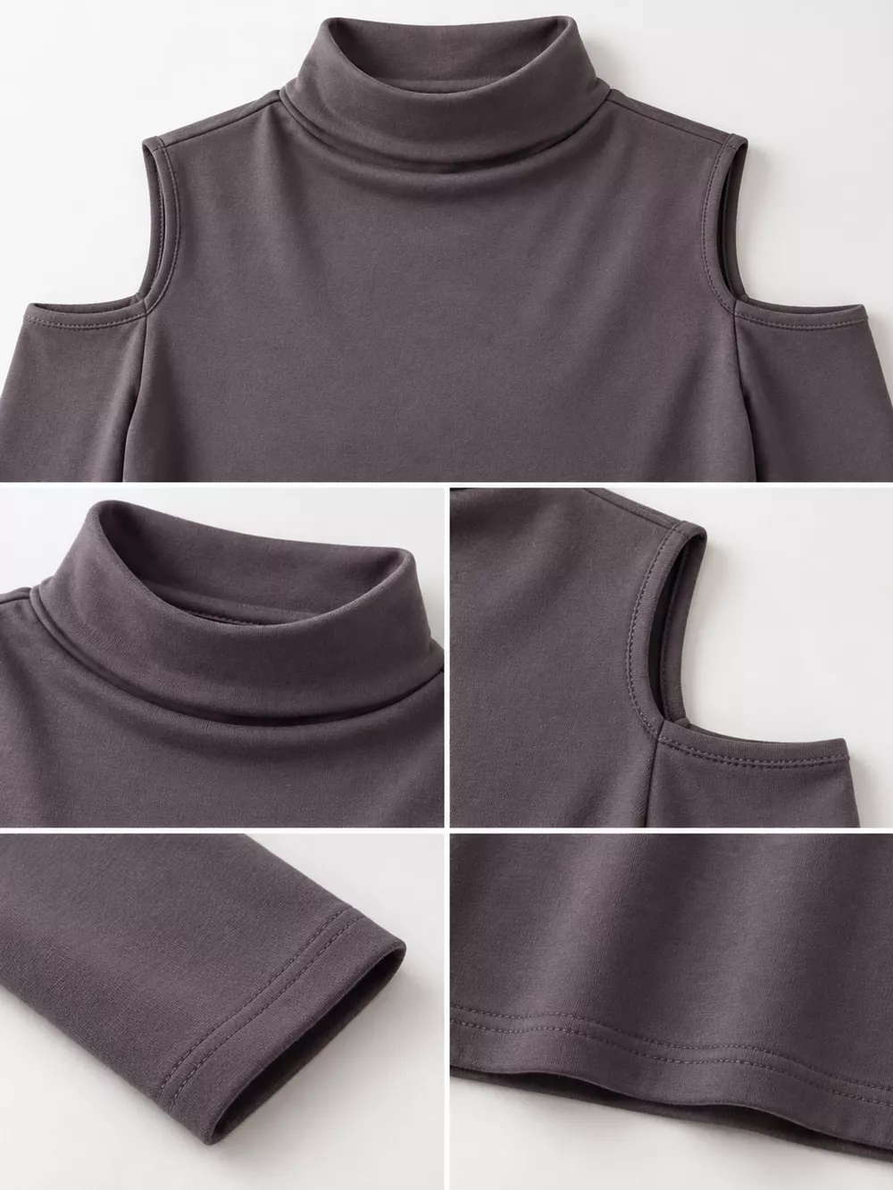 Mock Neck Cold-Shoulder Slim-Fit T-Shirt, image 17