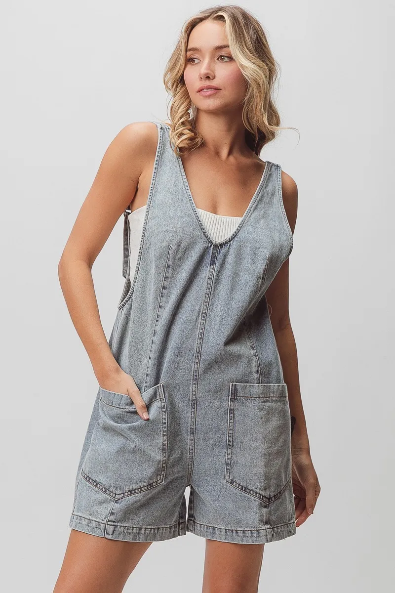 Patch Vintage Washed Denim Shortall, image 9