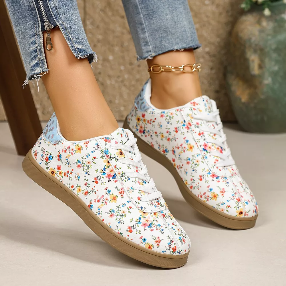 Floral Print Lace-Up Sneakers, image 2