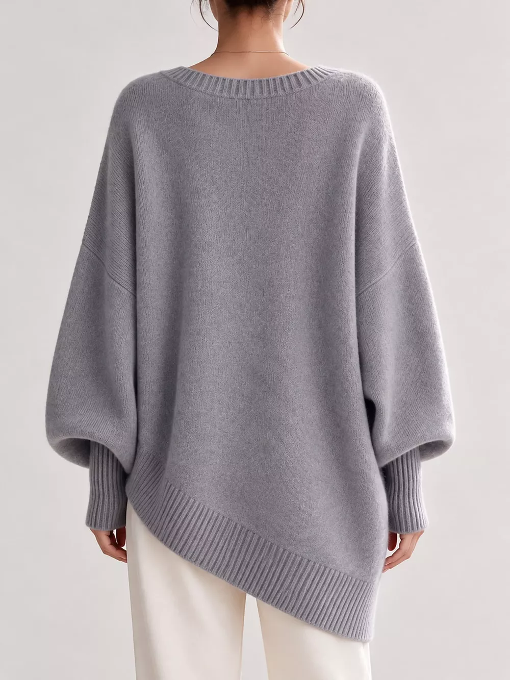 Full Size V-Neck Oversized Batwing Sleeve Sweater Plus Size, image 44