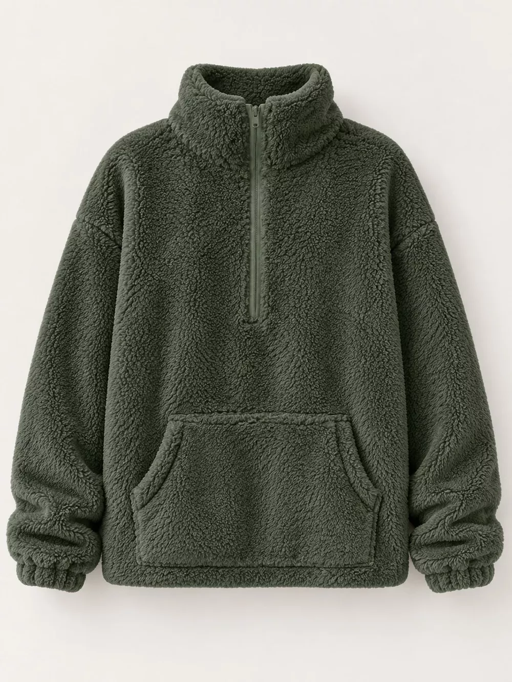 Full Size Sherpa Quarter-Zip Turtleneck Sweatshirt Plus Size, image 9