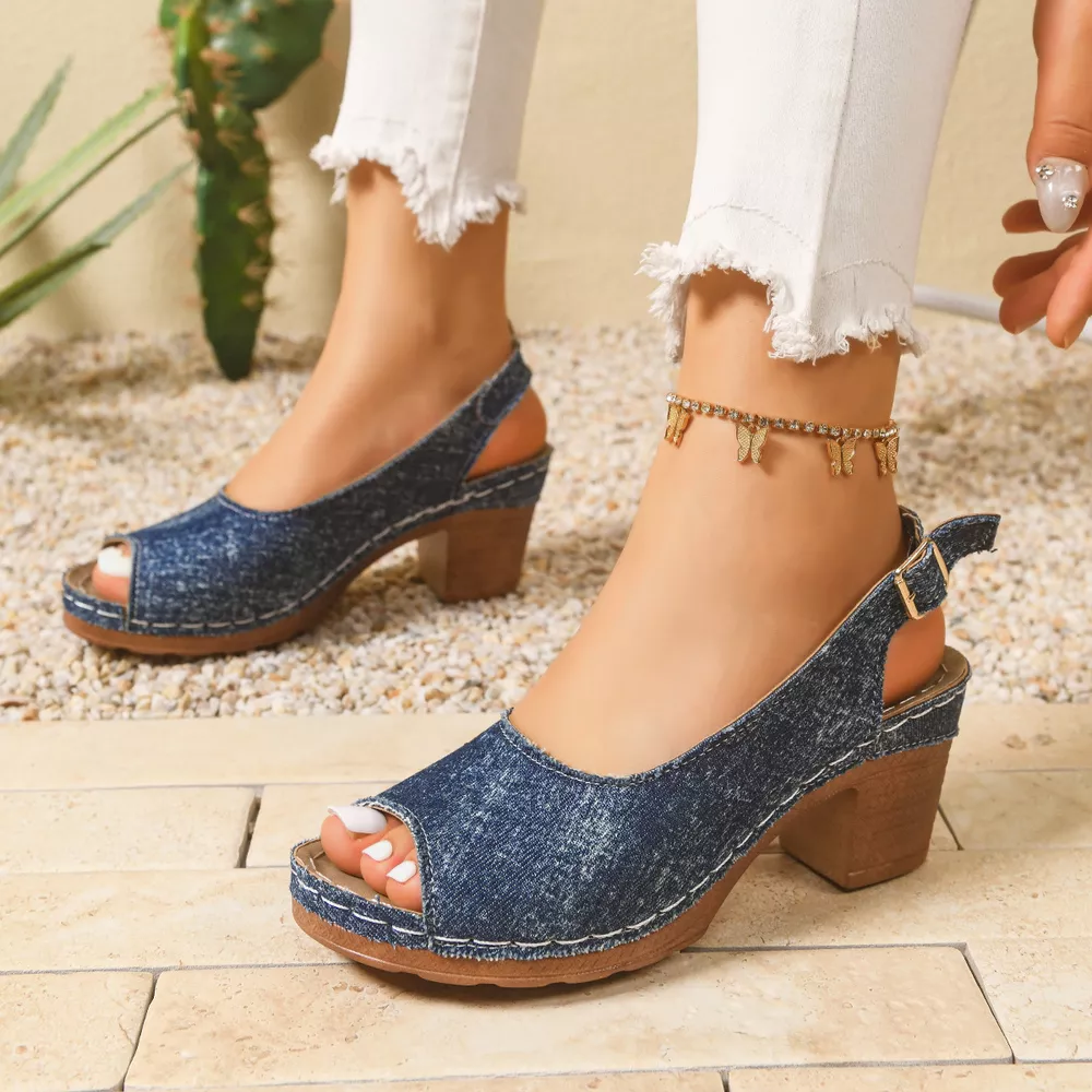 Peep Toe Block Heels Sandals, image 12