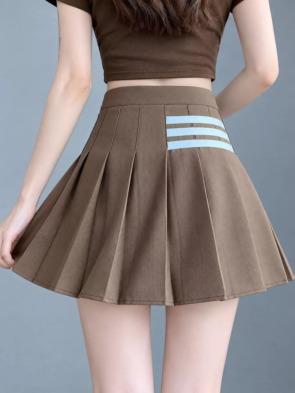 Contrast Stripe Pleated Mini Skirt, image 7
