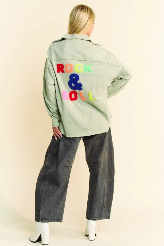 Multi Color Rock & Roll Fringed Hem Loose Fit Shacket, image 5