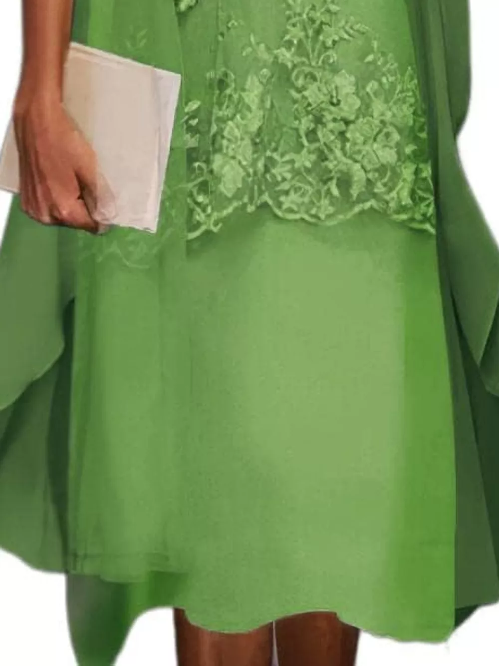 Plus Size Elegant Lace Overlay Dress and Matching Chiffon Cardigan Set, image 6