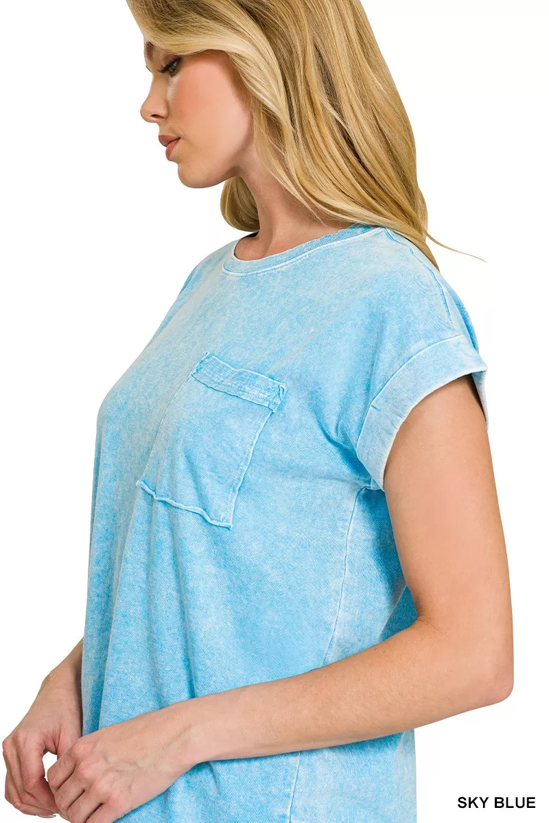 Halo Snow Washed Cuffed Short Sleeve Tee, image 4