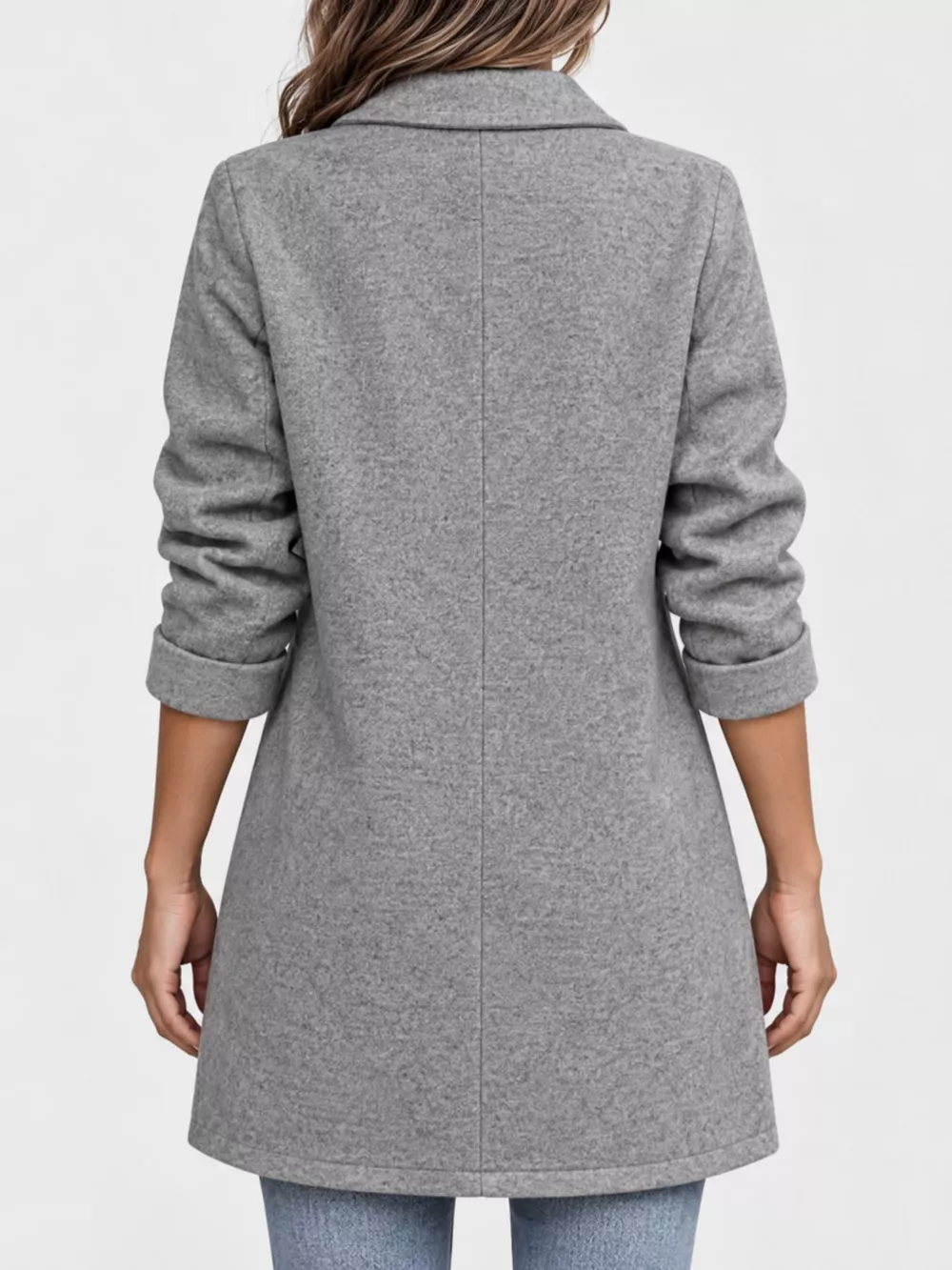 Full Size Lapel Collar Button Up Coat Plus Size, image 7