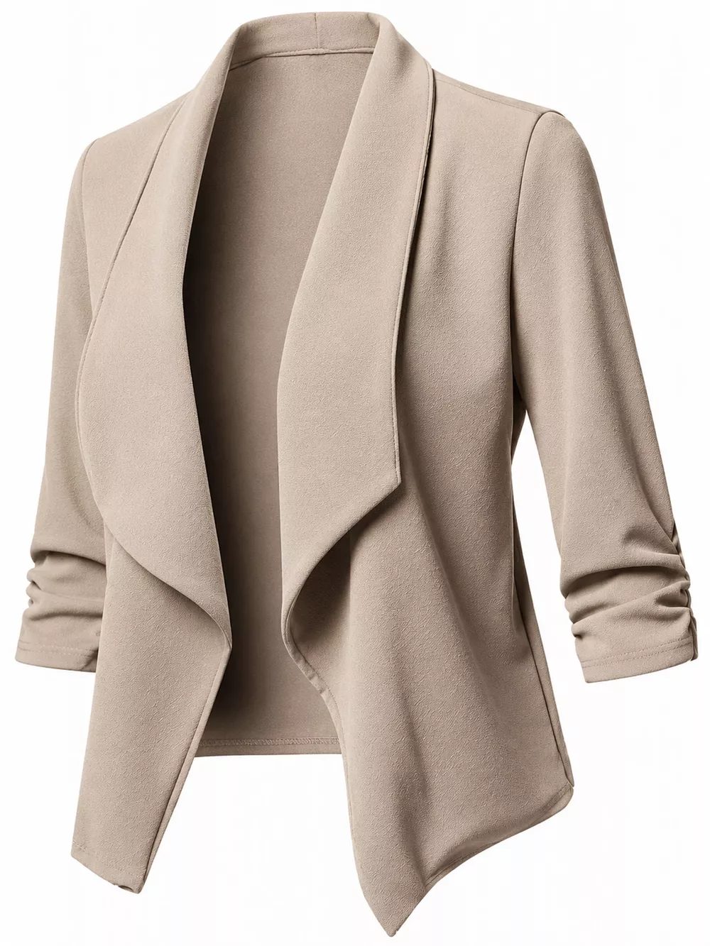 Full Size Open Front Drape Blazer with 3/4 Ruched Sleeves Plus Size, image 9
