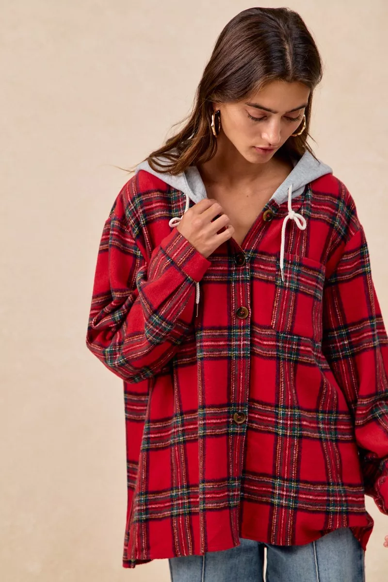 Brushed Plaid Hooded Jacket, image 13