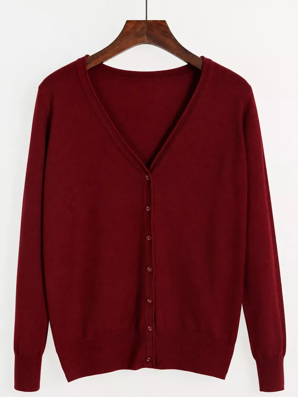 Classic V-Neck Button-Down Knit Cardigan, image 73
