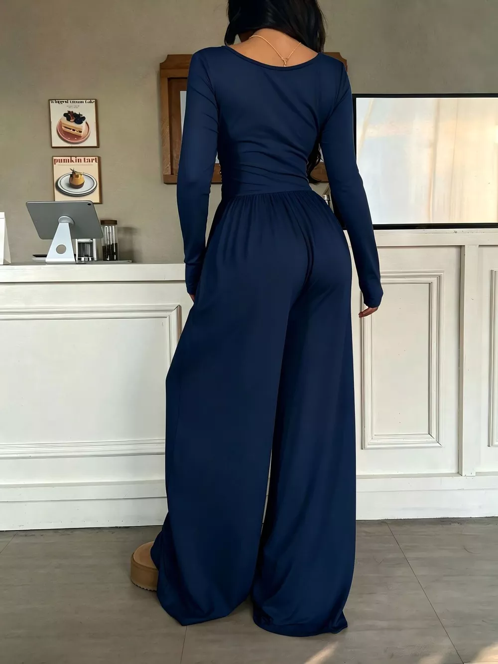 Ruched Square Neck Wide-Leg Jumpsuit, image 27
