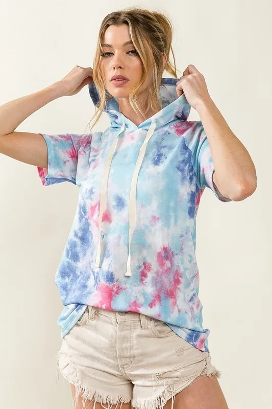 Tie Dye Terry Hoodie with Drawstring, image 7