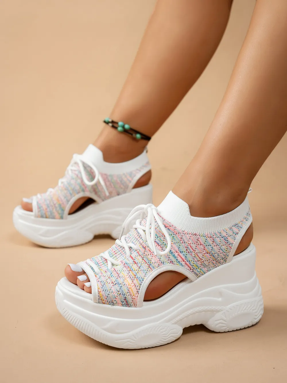 Lace Up Platform Wedge Sandals, image 10