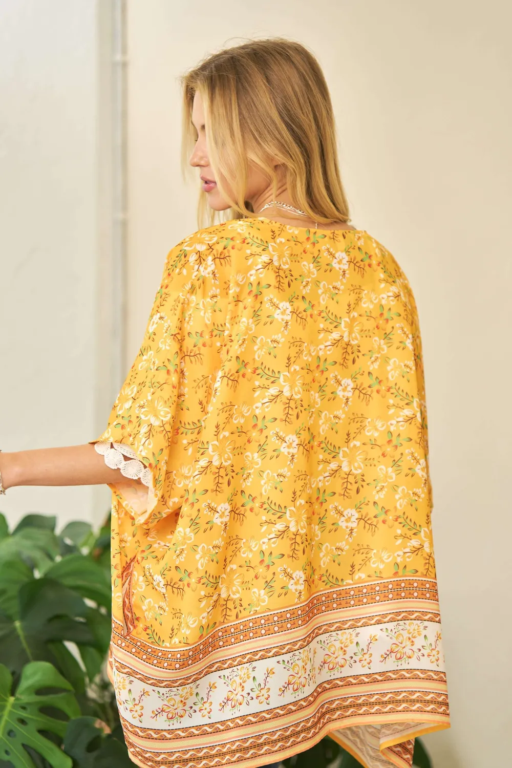 Floral Printed Short Sleeve Loose Fit Kimono Cover Up, image 10