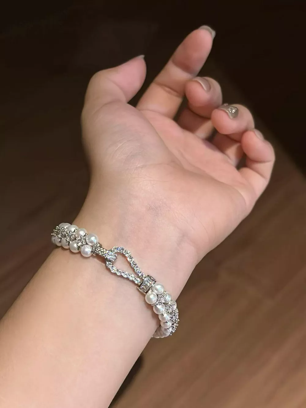 Pearl & Zircon Embellished Bracelet, image 4