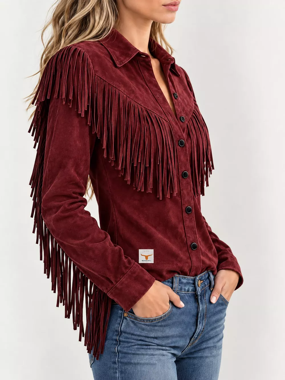 Full Size Fringed Button Up Shirt Plus Size, image 13