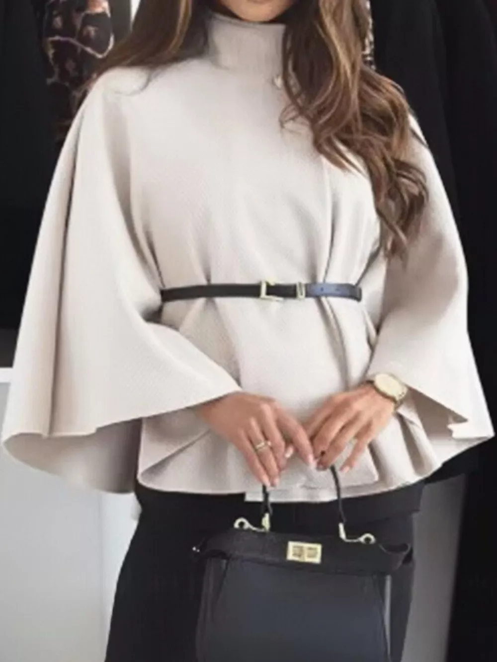 Mock Neck Cape Coat, image 7