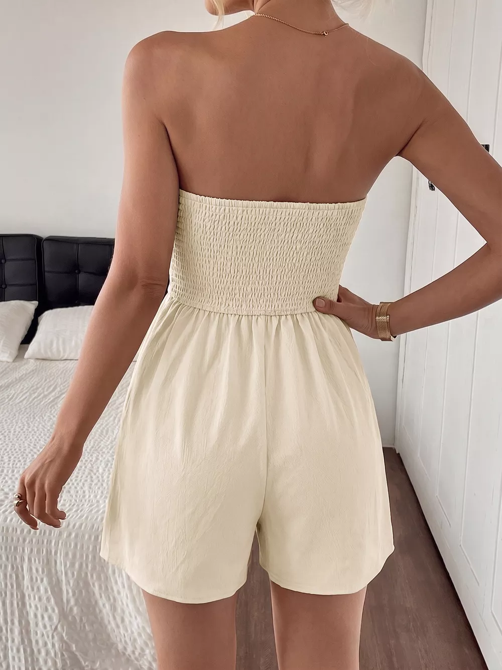 Strapless Pleated Detail Romper, image 6