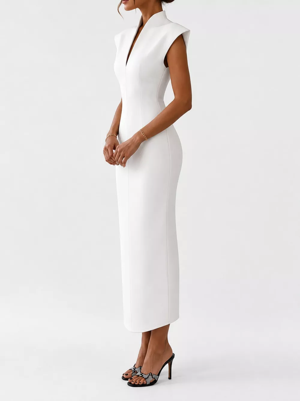 Slit Sleeveless Bodycon Midi Dress, image 3