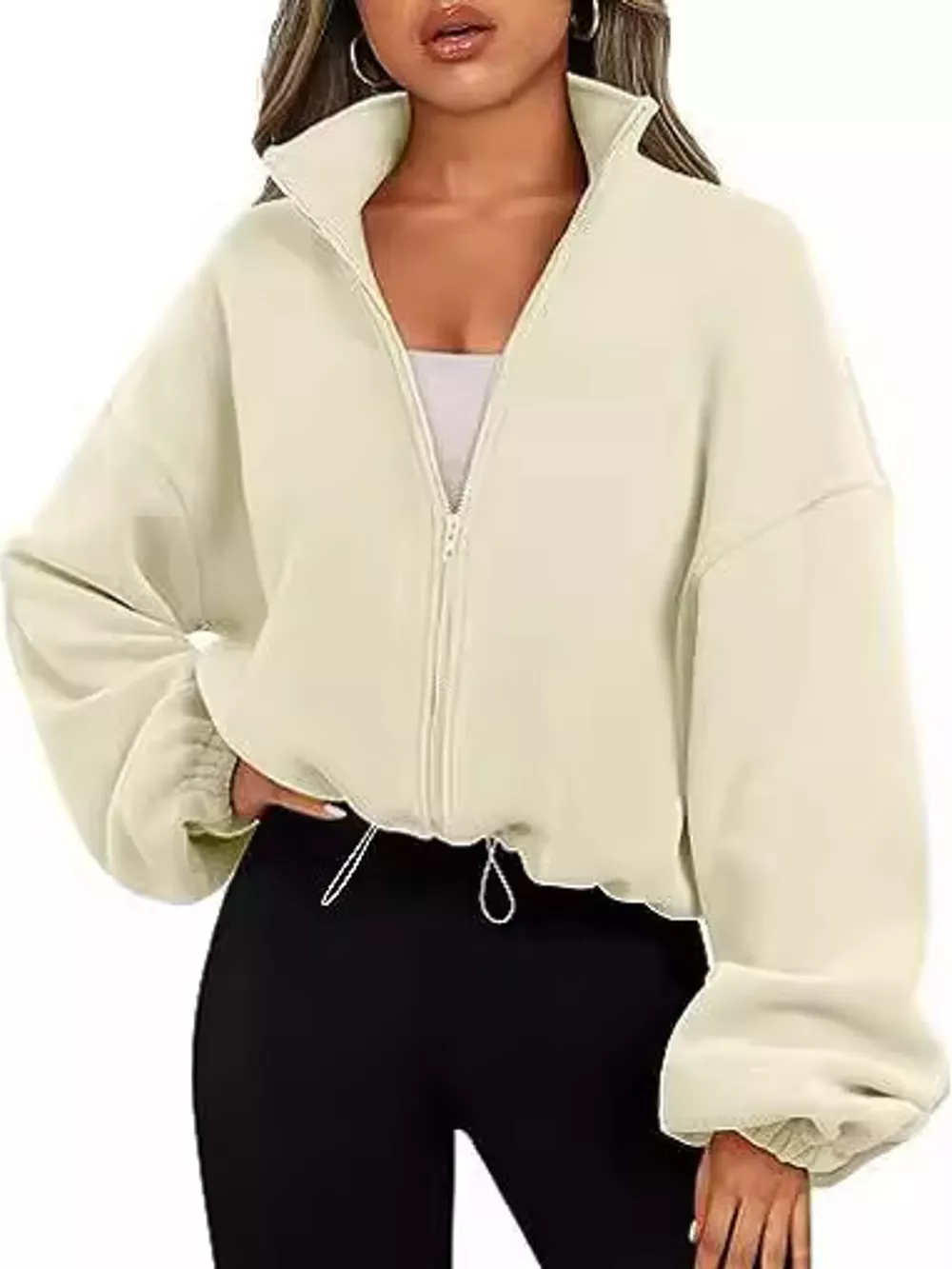 Drawstring Hem Zip Up Jacket, image 6