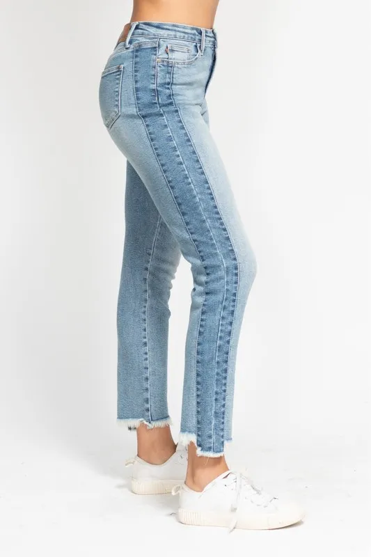 Full Size Vintage Wash Side Panel Detail with Fray Hem Slim Plus Size, image 11