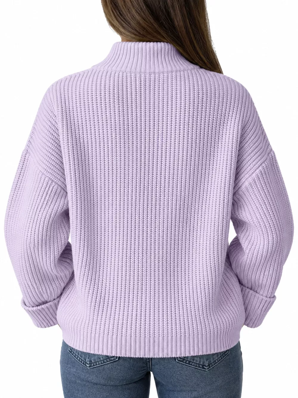Full Size Half Zip Dropped Shoulder Sweater Plus Size, image 9