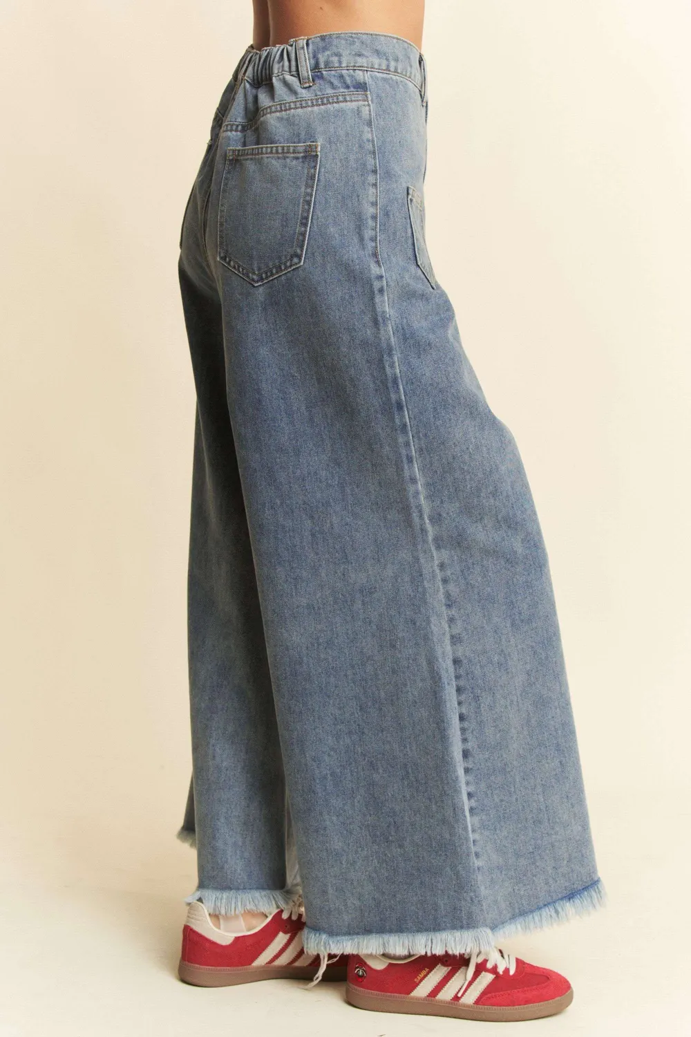Patch Pocket Wide Leg Culotte Jeans, image 10