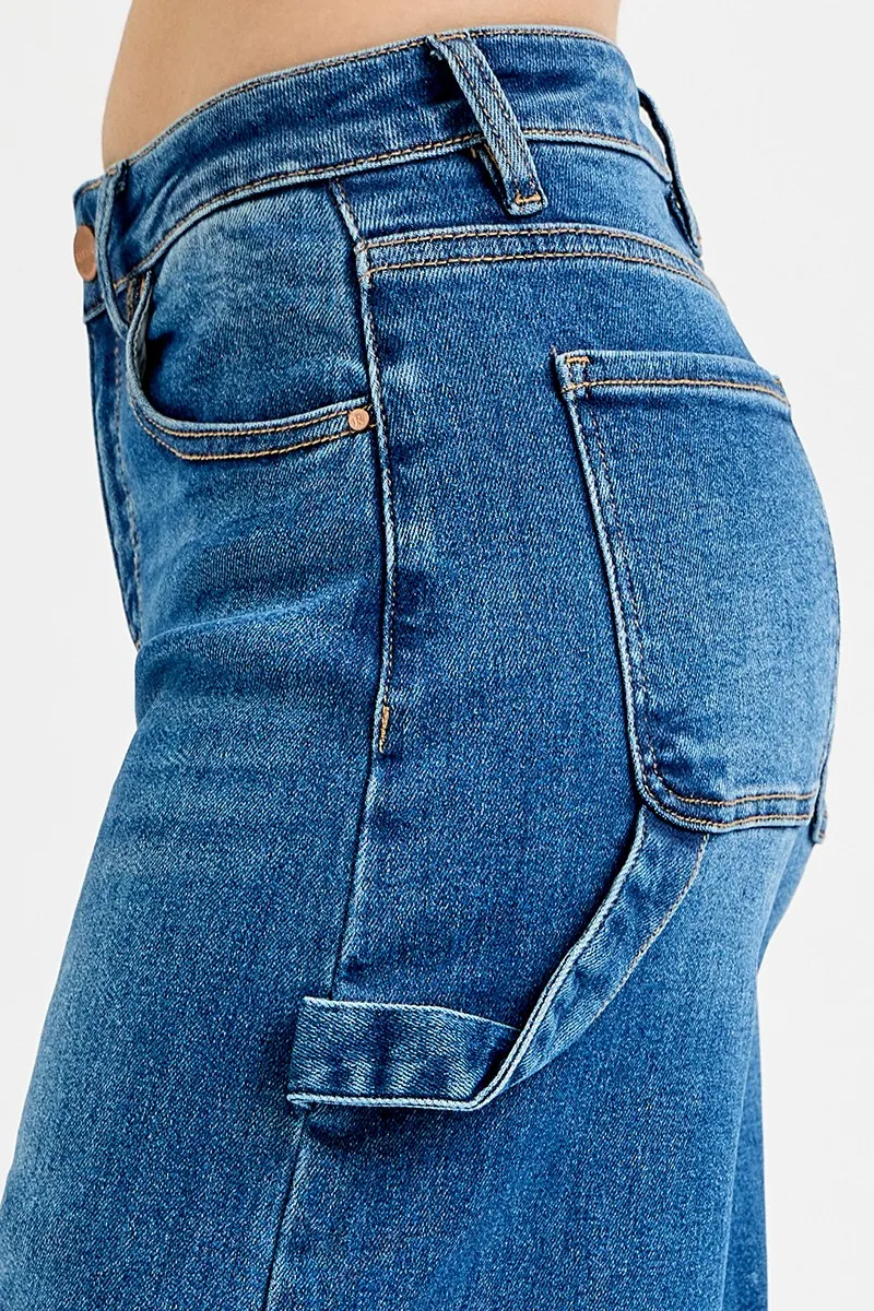 Full Size High Rise Wide Leg Patch Detailed Jeans Plus Size, image 7