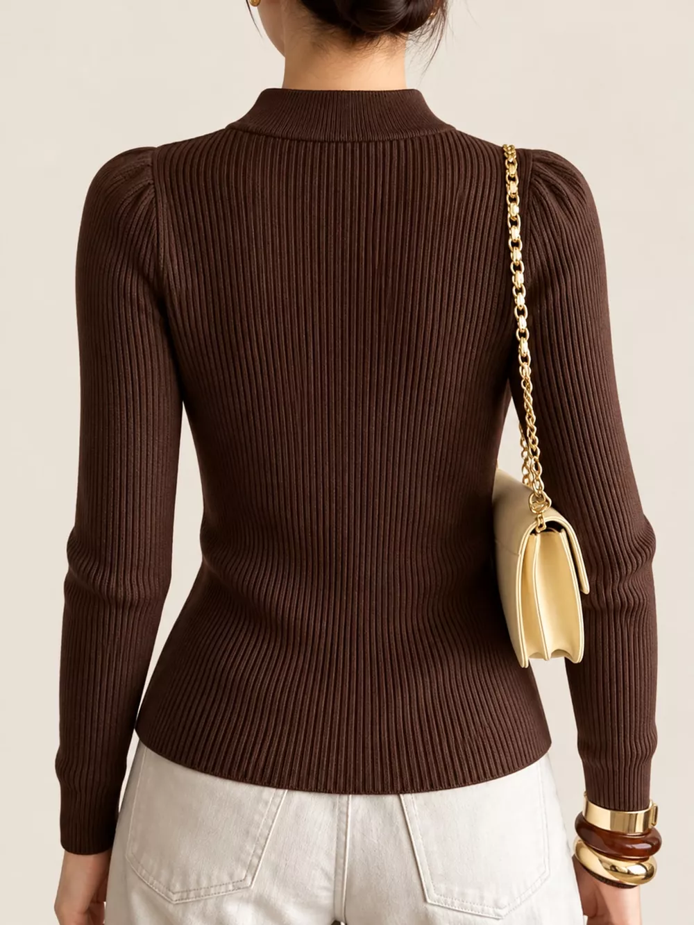 Chinese-Style Button Ribbed Knit Top, image 24