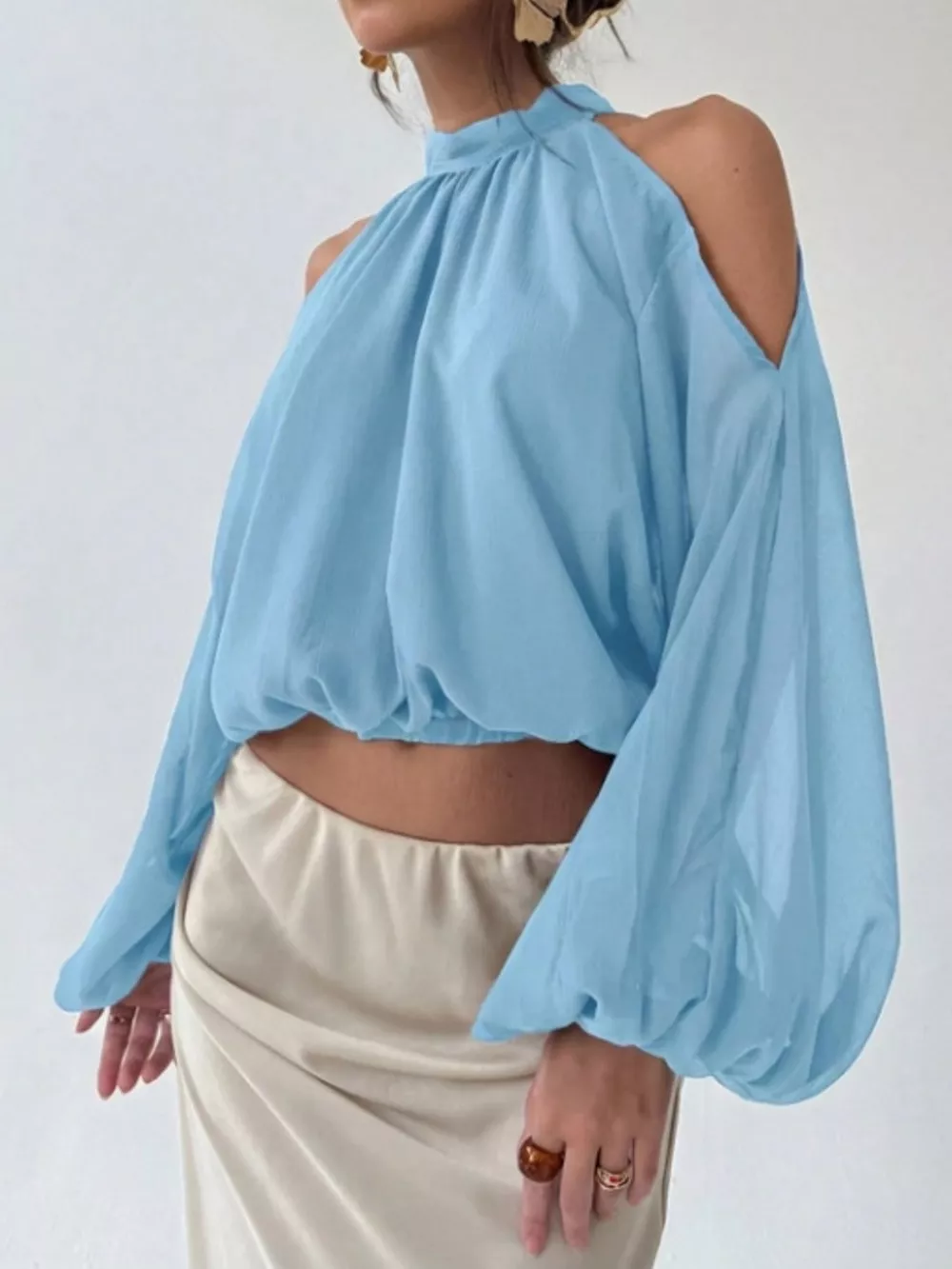 Cold-Shoulder Long Sleeve Blouse, image 3