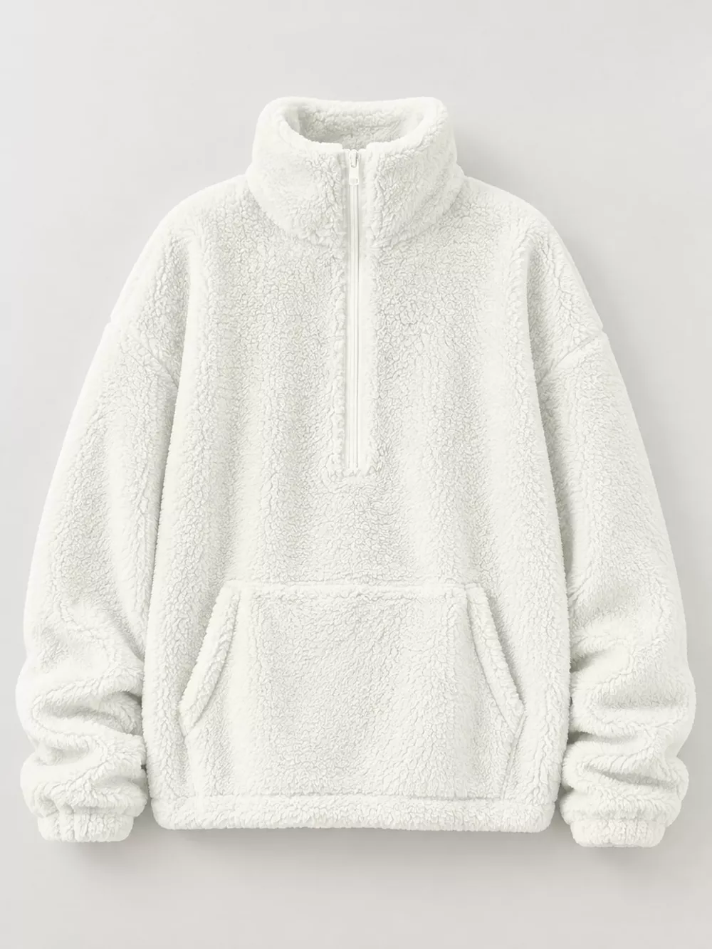 Full Size Sherpa Quarter-Zip Turtleneck Sweatshirt Plus Size, image 4