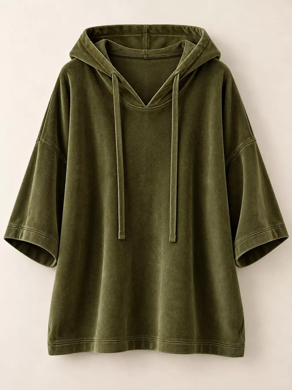 Full Size Velvet Half Sleeve Hoodie with Drawstring Plus Size, image 28