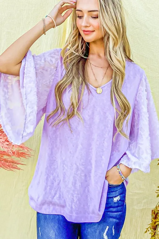 Feather Detailed 3/4 Sleeve Slub Top, image 8