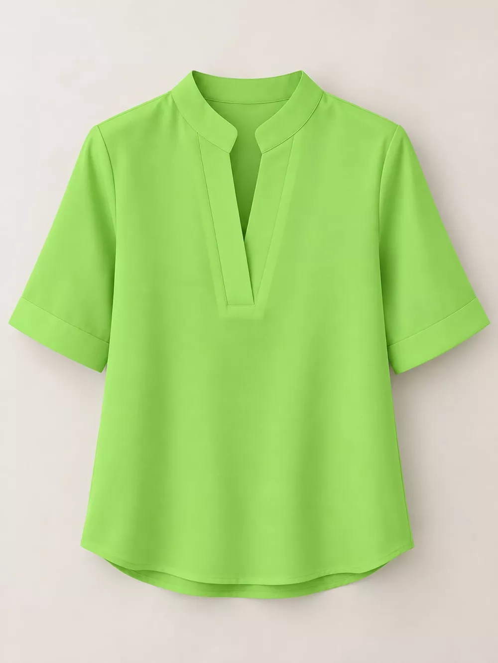 Full Size Notched Short Sleeve Blouse Plus Size, image 25