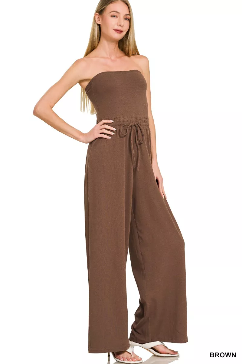 Tube Top Jumpsuit with Drawstring Waist, image 3