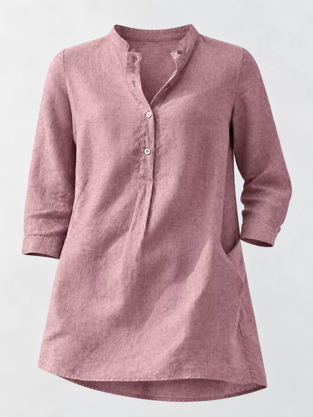 Full Size Button Detail 3/4 Sleeve Blouse Plus Size, image 2