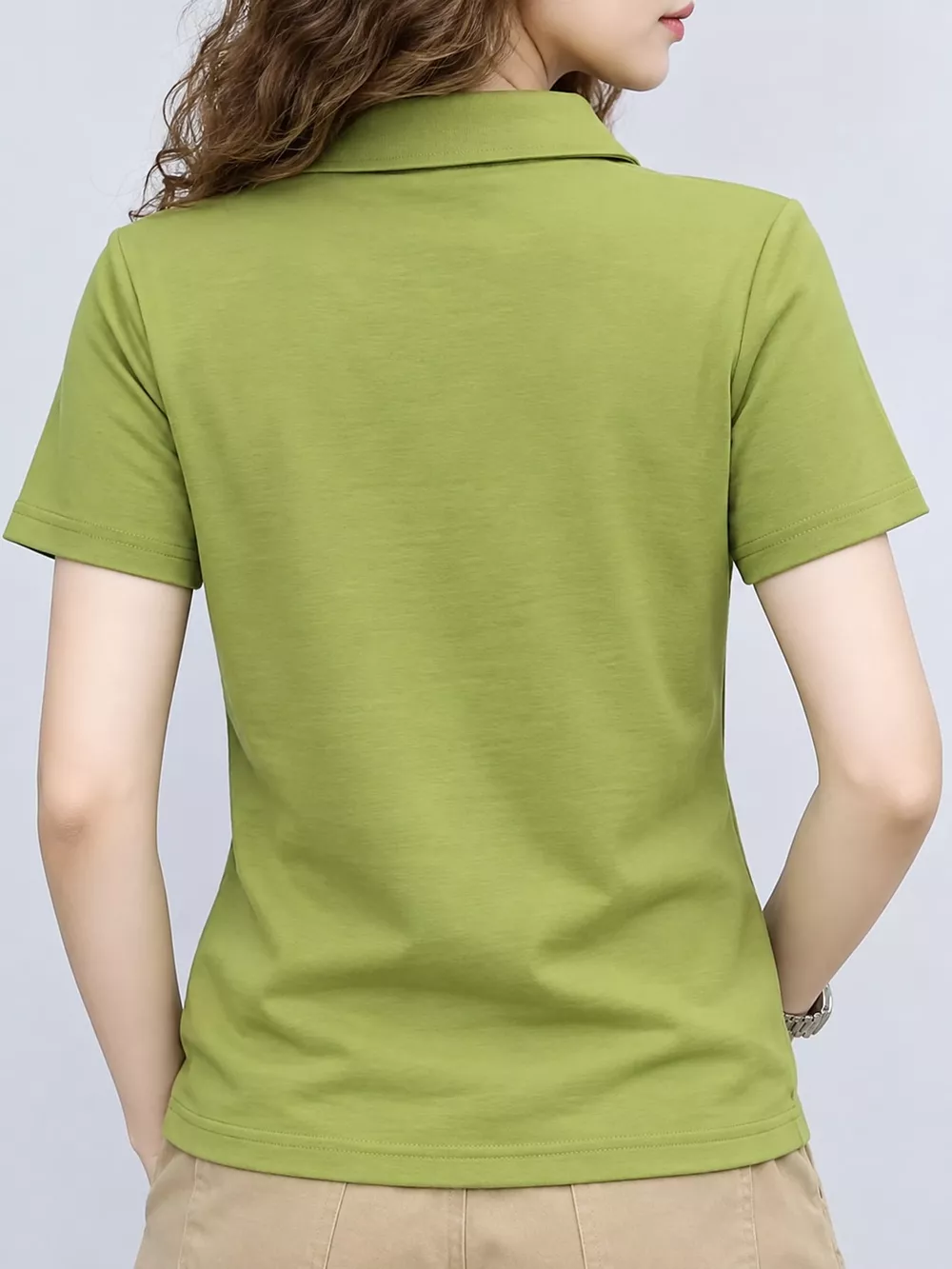Plus Size Collared Neck Short-Sleeve Polo, image 18