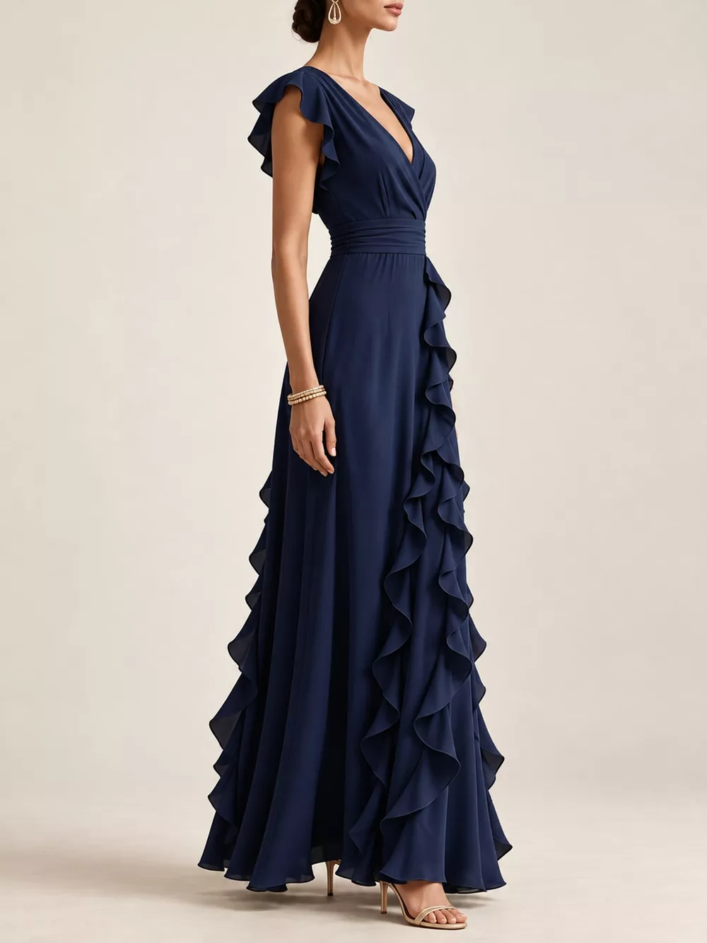 Ruffled Surplice Sleeveless Maxi Dress, image 32