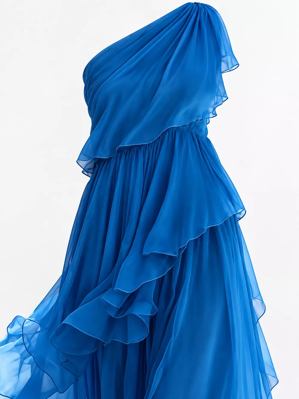One-Shoulder Ruffled Chiffon Maxi Dress, image 20