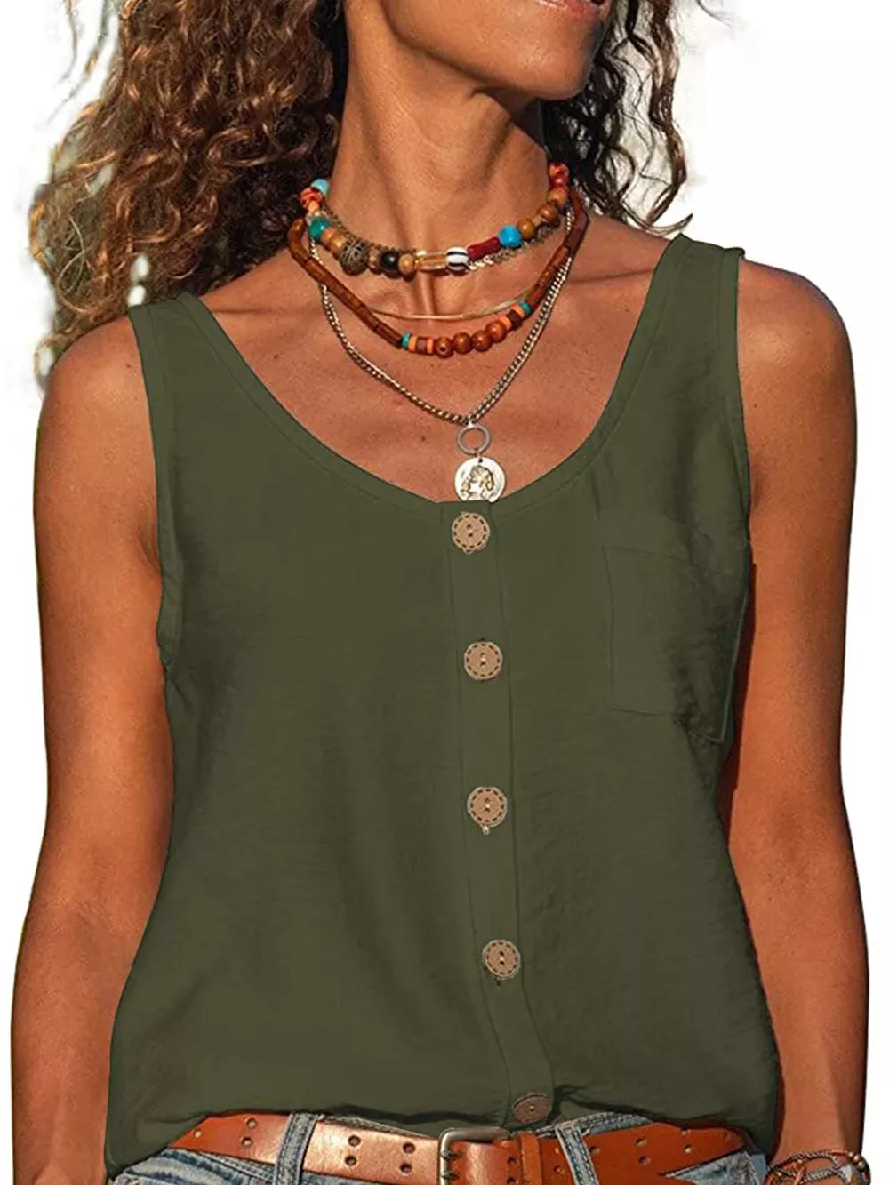 Full Size Casual Round Neck Tank Plus Size, image 26