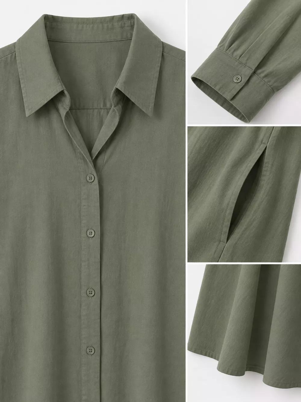 Full Size Button Front Long Sleeve Maxi Shirt Dress Plus Size, image 52