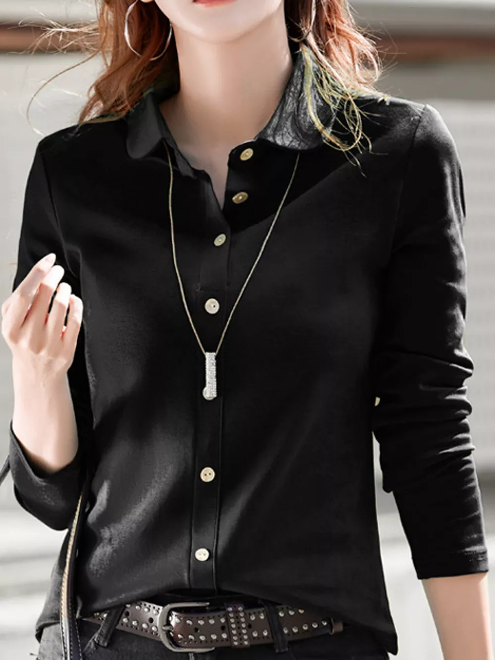 Full Size Button-Down Long Sleeve Shirt Plus Size, image 10